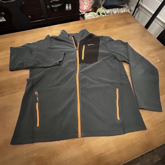 Eddie Bauer First Ascent Jacket Men XL Tall Full Zip Fleece Gray Outdoors *READ* - Picture 1 of 12